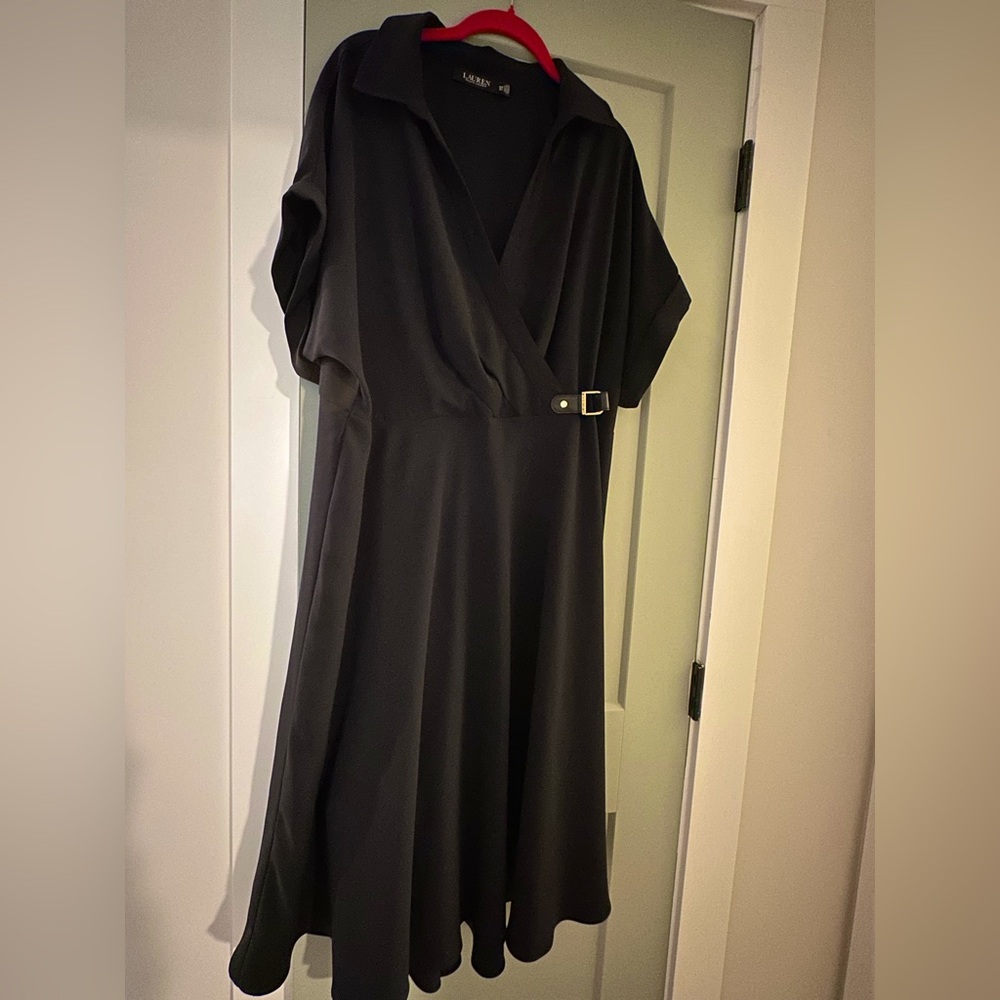 Lauren by Ralph Lauren Buckle-Trim Georgette Dress